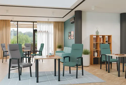 SENIOR STANDARD, seniorské konferenční křeslo, kostra černá, koženka béžová